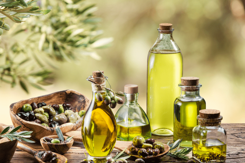 Bottles with olive oil